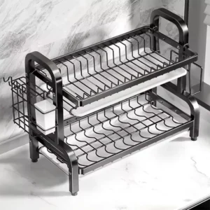 2-Tier Stainless Steel Kitchen Countertop Dish Drainer